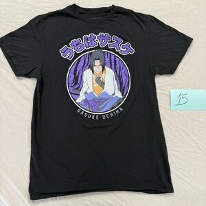 Black Graphic Tee with Anime Design